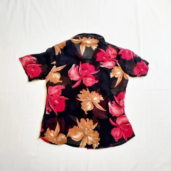 90s Vintage Floral Blouse - Picture 3 of 4